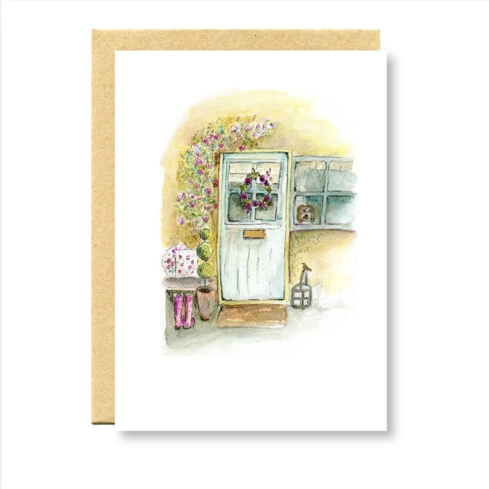 summer cottage door greetings card