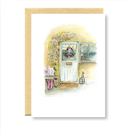 summer cottage door greetings card