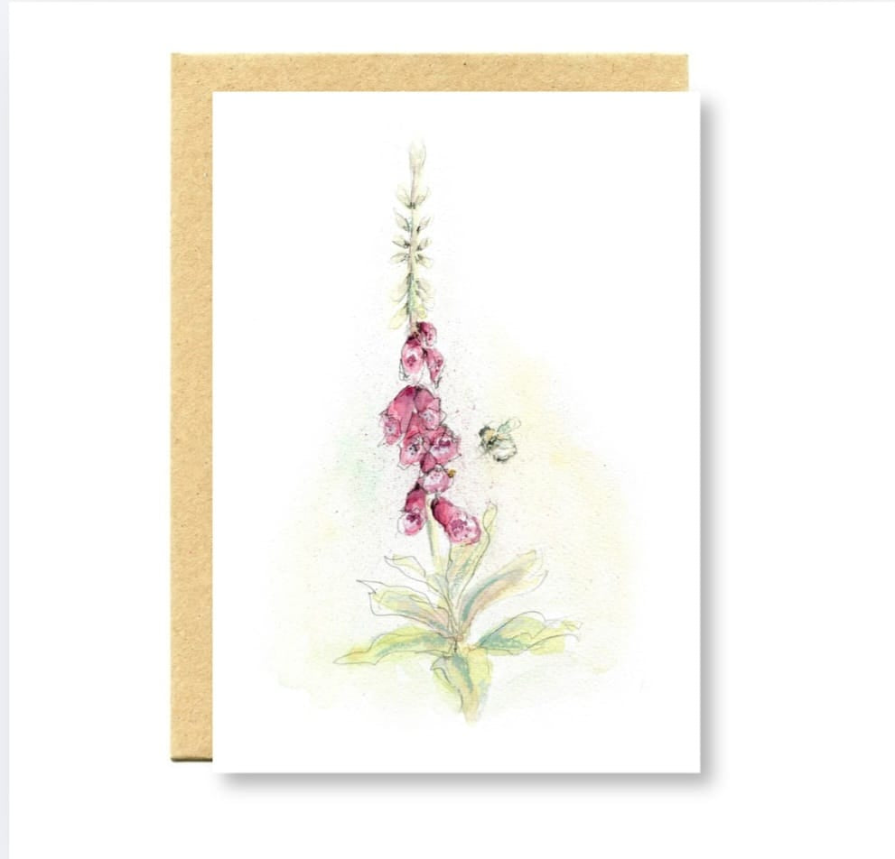 Foxglove visitor greetings card